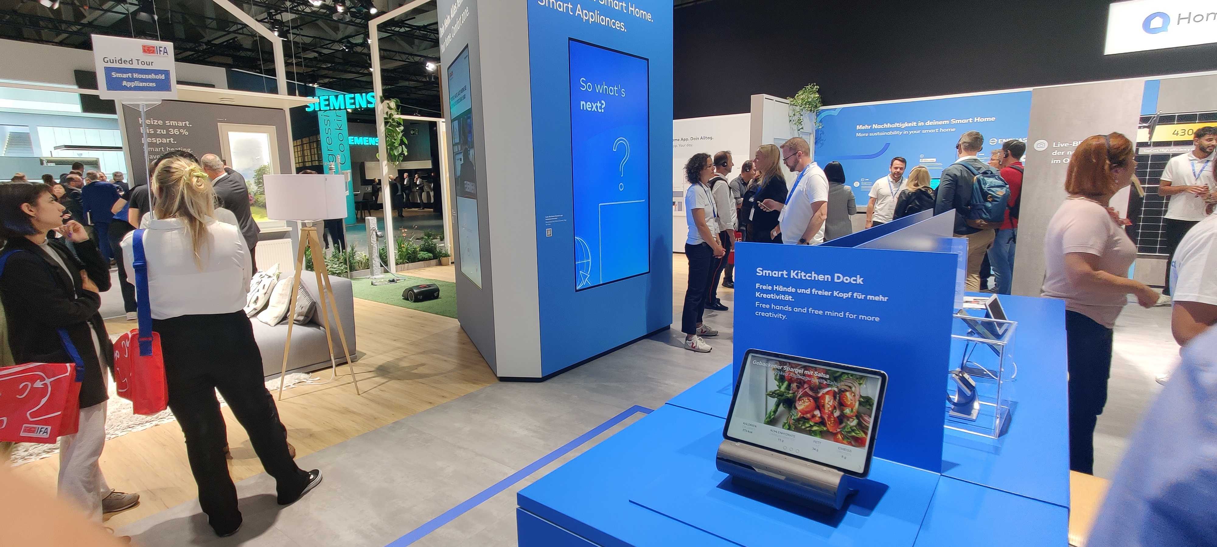 Smart home products on display at a trade fair